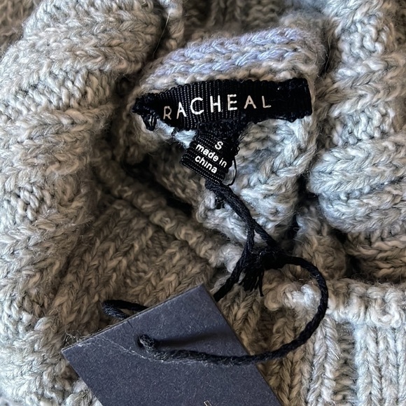𝅺Racheal Wool Blend Turtle Neck Chunky Cable Knit Gray Sweater Women’s S - Picture 7 of 8